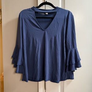 Miami Blue Flared Sleeve Blouse